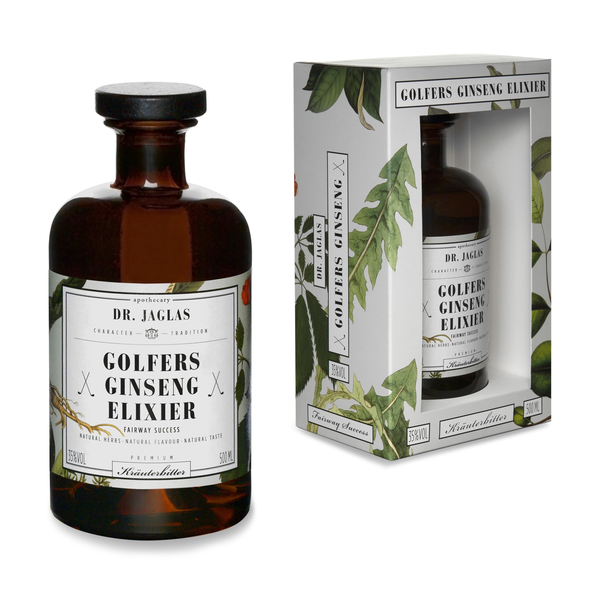 Golfers Ginseng Elixier Flasche à 500 ml, 35% Vol - Kräuter-Digestif 